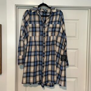 NWT Lulu’s Flannel Shirt Dress S